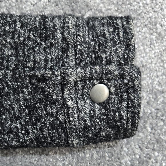 LOFT Wool Blend Charcoal Gray Marled Knit Cropped Zip Jacket Pockets Preppy - Picture 10 of 10
